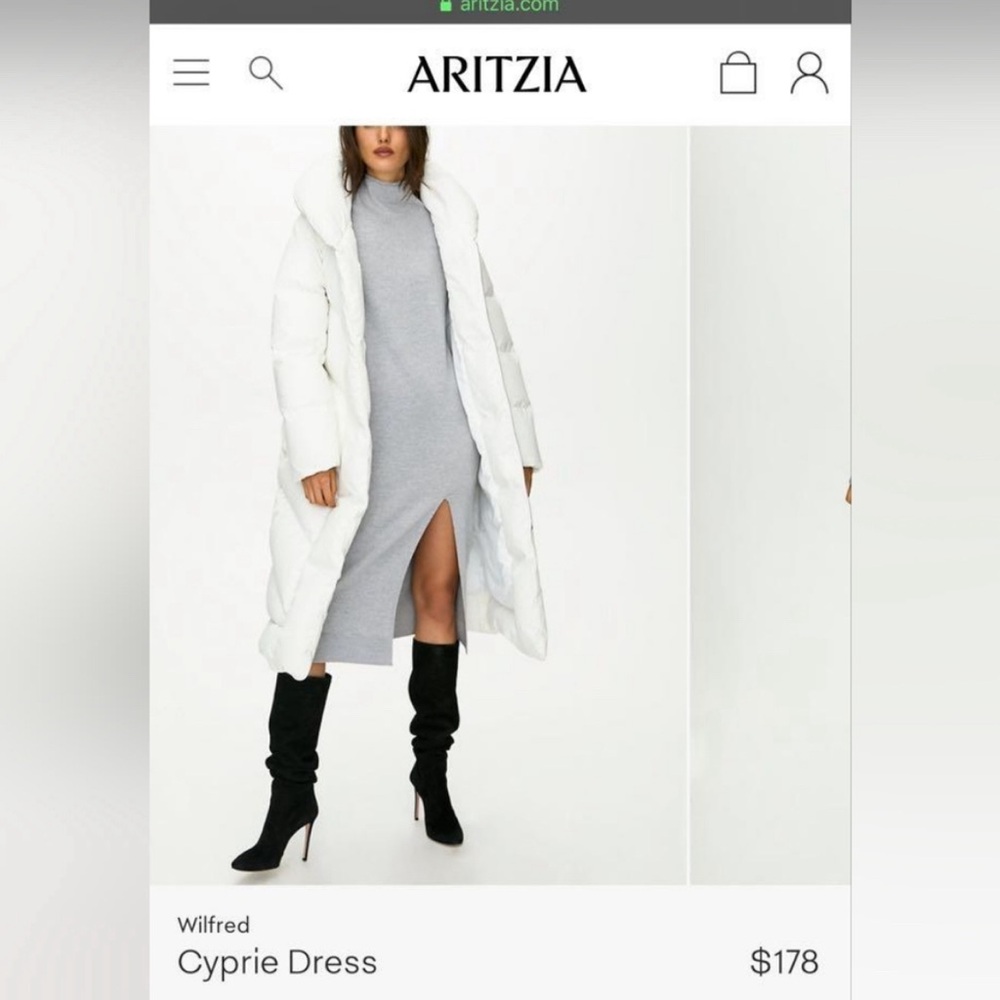 Aritzia Wilfred XXS Light Gray Merino Wool Cyprie Sweater Dress